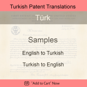 Samples – Turkish Patent Translations